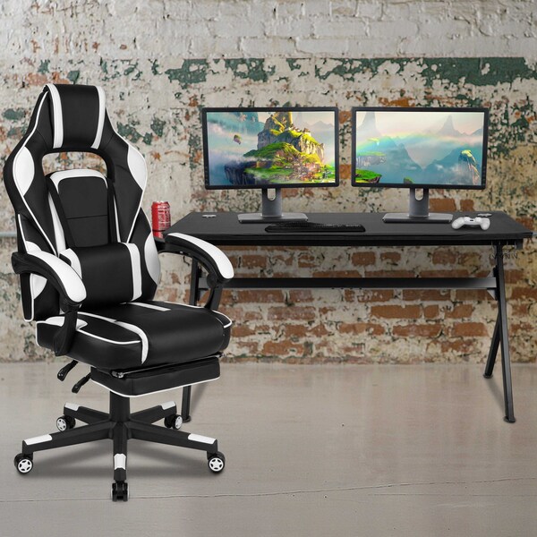 Flash Furniture Black Gaming Desk and Chair Set with Cup Holder BLN-X40D1904L-WH-GG - main